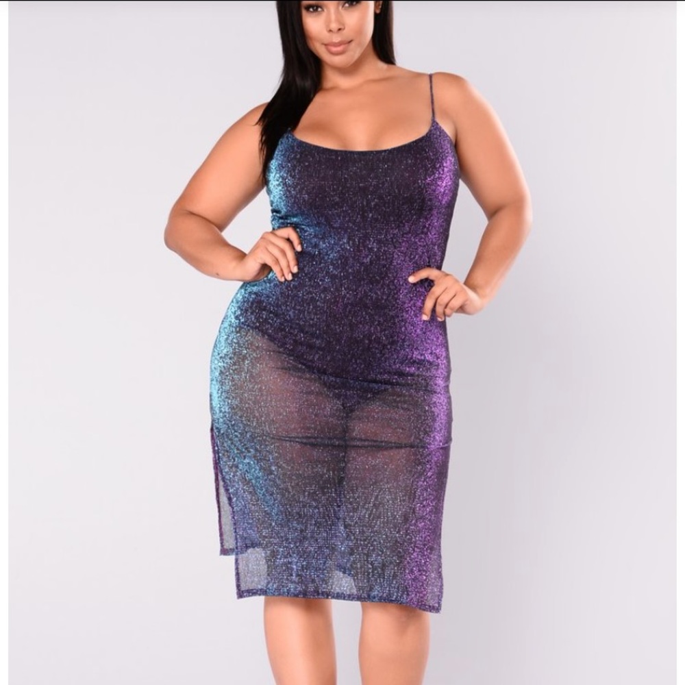 Catherine holographic metallic purple dress